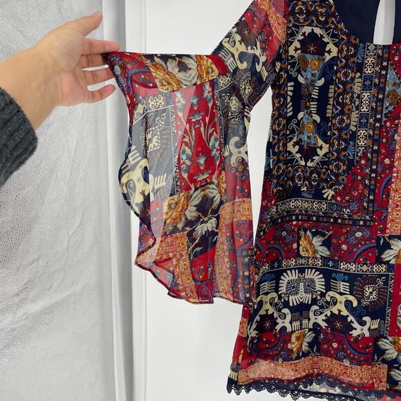 Altar'd State Boho Long Sleeve Mini Dress Size Small - Picture 3 of 8